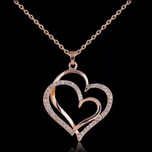 Rose Gold Double Heart Necklace